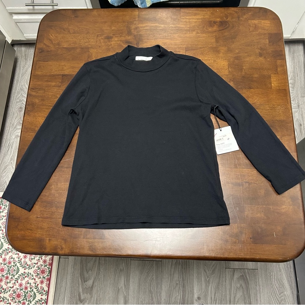 NWT Revolve Bella Dahl Black Mock Neck 3/4 Sleeve Top Size S